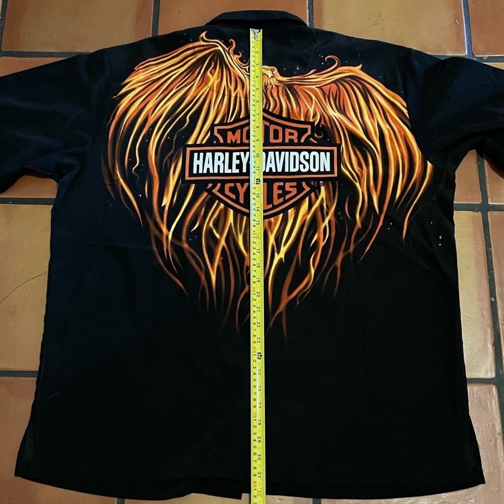 Vintage Harley-Davidson Shirt Mens 2XL Black Phoenix Flames Camp 00s 96354-05VM - Picture 6 of 6